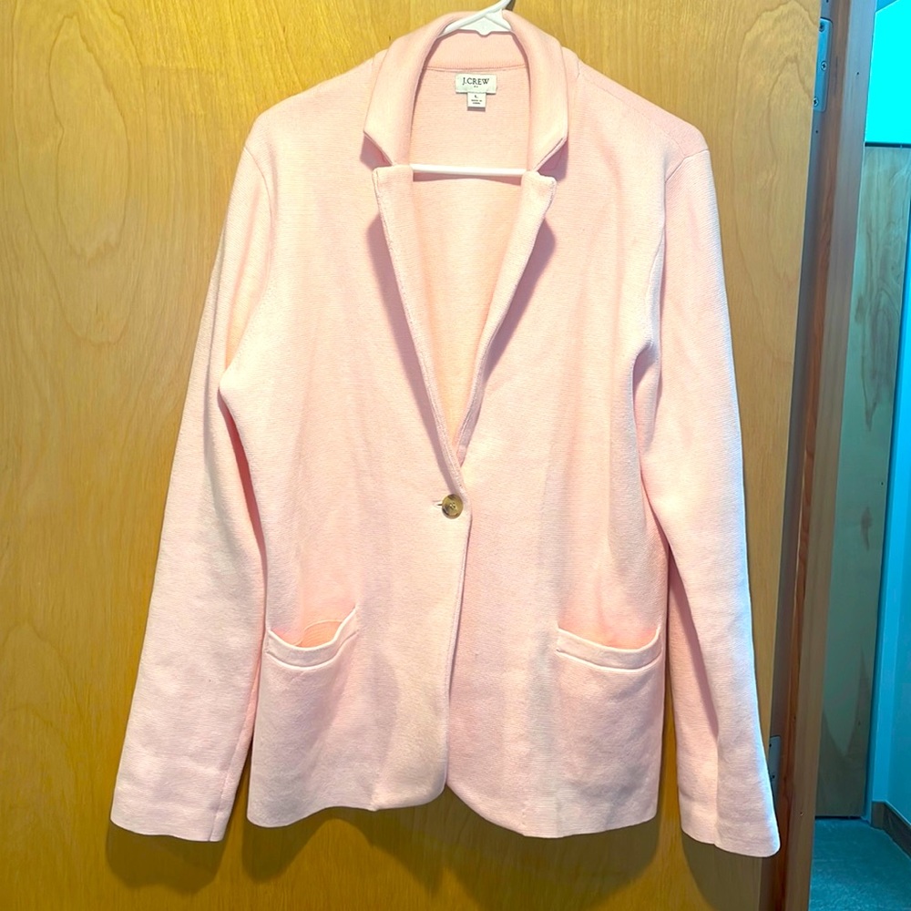 J Crew Relaxed-Fit Pink Sweater Blazer Size L